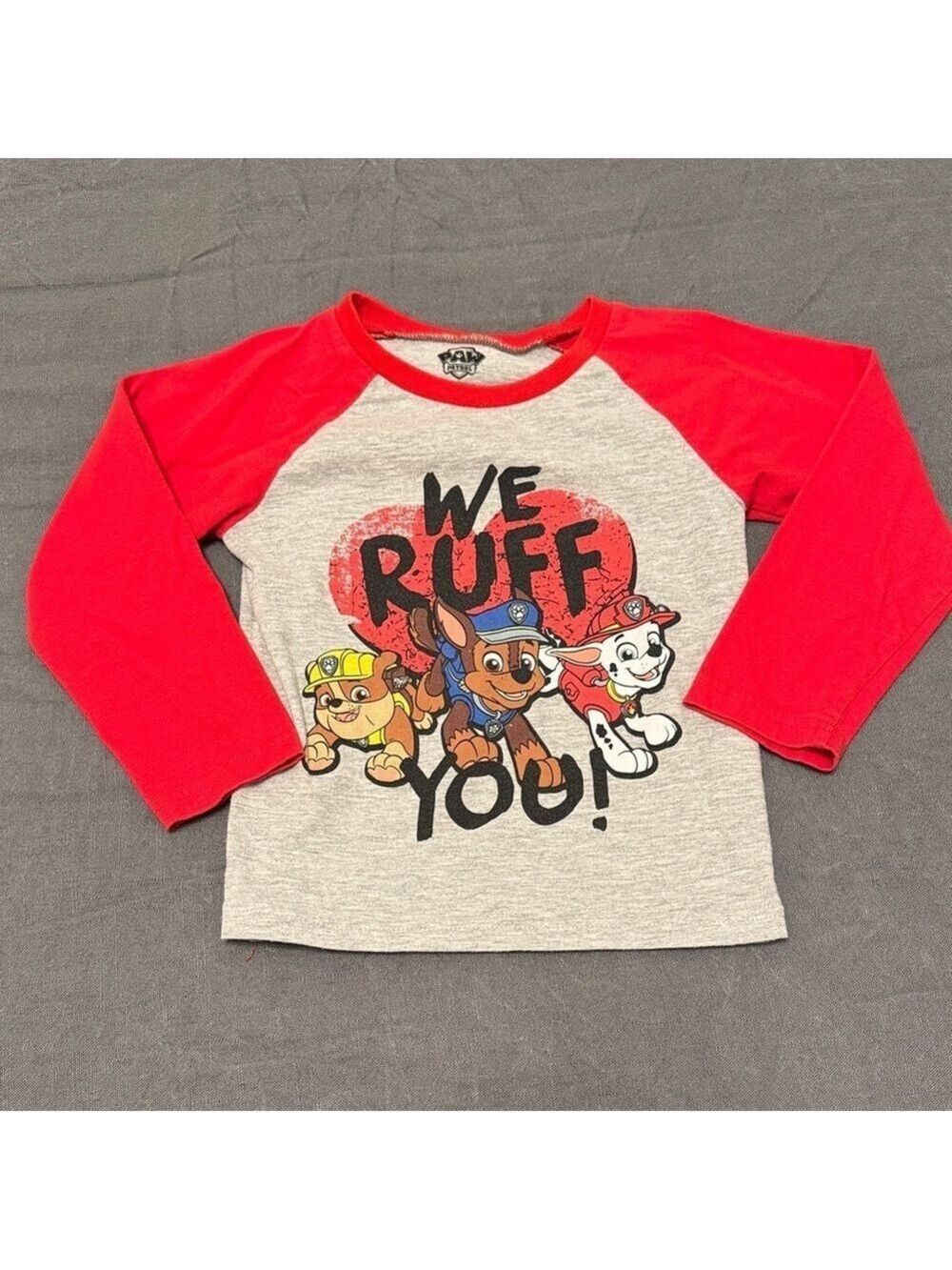 Paw Patrol Red Gray Long Sleeve Tee